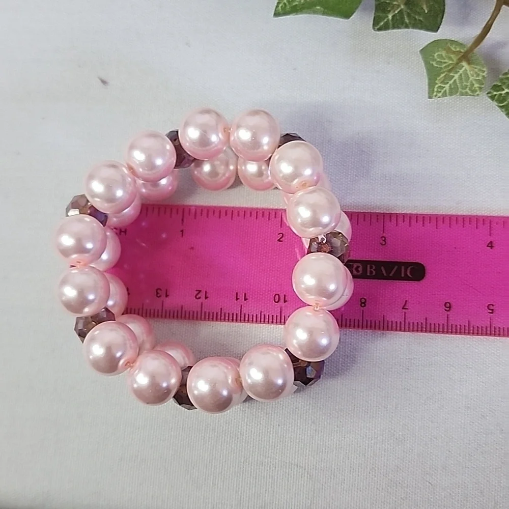 Handcrafted Pink Glass Pearl with Purple AB Crystal Beads